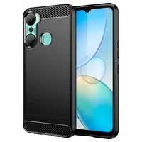 Viedtālruņa apvalks Infinix Hot 12 Pro - melns elastīgs silikona oglekļa vāciņš
