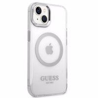 Guess GUHMP14MHTRMS iPhone 14 Plus 6.7" sudrabains/sudrabains cietais apvalks Metāla kontūra Magnētiskais