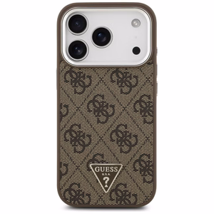 Guess Чехол для iPhone 17 Pro совместимый с MagSafe GUHMP17LP4TSRCMW (PU 4G W/Triangle Logo SL) коричневый