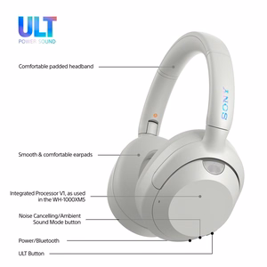 Sony ULT WEAR – bezvadu Bluetooth austiņas ar ULT POWER SOUND, dziļiem basiem, trokšņu slāpēšanu, līdz 30 h akumulatoru