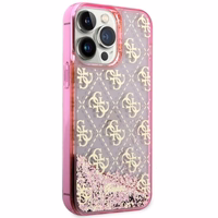 Guess GUHCP14XLC4PSGP iPhone 14 Pro Max 6.7" rozā/rozā cietais apvalks Liquid Glitter 4G caurspīdīgs