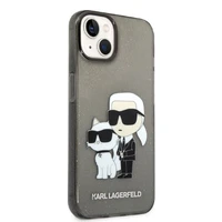 Karl Lagerfeld mirdzošs Karl&Choupette viedtālruņa apvalks iPhone 14 Plus - melns