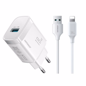Lādētājs Joyroom JR-TF4 18W USB-A + USB-A uz Lightning Kabelis 1.0m balts