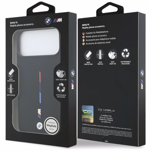 BMW M Silicon Tricolor Line MagSafe чехол iPhone 17 Pro Max - черный