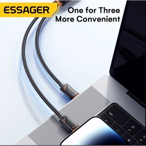 USB Kabelis Essager Triple 3in1 melns Type-C / Type-C / Lightning 120cm