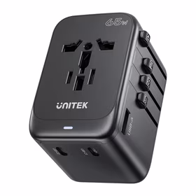 Power charger - Unitek 65W Universal Travel Adapter (P1122ABK01) | 1xUSB-A 3xUSB-C 1xAC