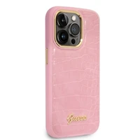 Guess Croco Collection viedtālruņa apvalks iPhone 14 Pro - rozā
