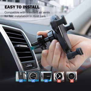 Crong Gravity Auto-Lock gravitācijas automašīnas tālruņa turētājs 4.7–6.5" tālruņiem, melns