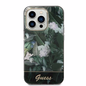 Guess GUHCP14LHGJGHA iPhone 14 Pro 6.1" zaļš/zaļš cietais apvalks Jungle Collection