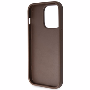 Guess GUHCP14LP4TDSCPW apvalks iPhone 14 Pro - brūns krustenisks 4G metāla logotips