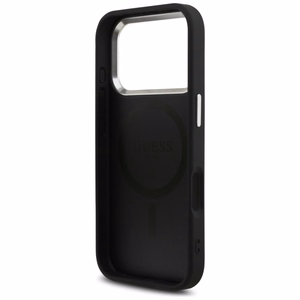 Guess Mirdzošs Trīsstūra Logotips Magnētiskais viedtālruņa apvalks iPhone 17 Pro - melns