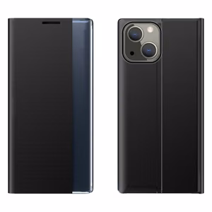 Sleep Case grāmatas tipa apvalks ar viedo logu iPhone 13 mini melns