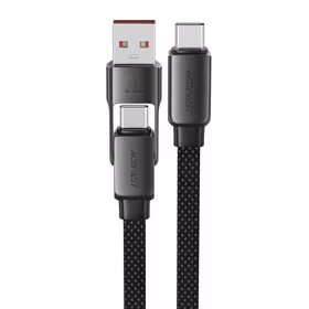 Acefast C13-05 USB-C - USB-A / USB-C kabelis 480Mb/s 3A 0,2 m - melns