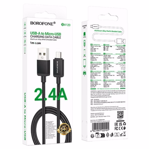 Borofone Kabelis BX120 Placer - USB uz Micro USB - 2,4A 1 metrs melns