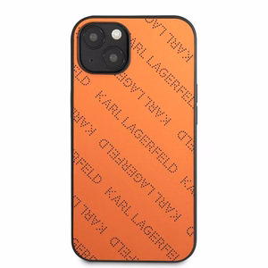 Karl Lagerfeld KLHCP13SPTLO Perforated Allover vāciņš ierīcei iPhone 13 mini 5.4", oranžs