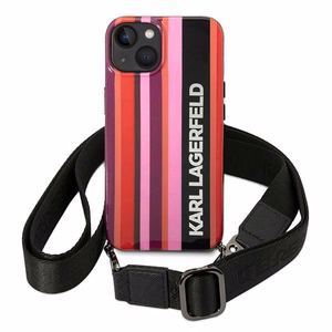 Karl Lagerfeld KLHCP14SSTSTP iPhone 14 6.1 "cietais apvalks rozā / rozā Krāsu Svītras Siksna