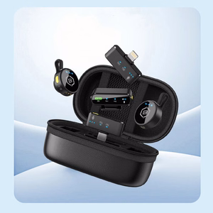 Blavec Lavalier mikrofoni x 2 MK-02 ClipGo Combo: Type C, Lightning, BT (LMMK02-B) melns
