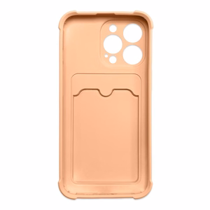 Card Armor Case Pouch Cover for iPhone 11 Pro Card Wallet Silicone Armor Air Bag Cover Pink