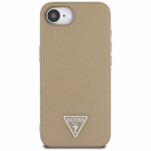 Guess Grained Triangle MagSafe viedtālruņa apvalks iPhone 16e - brūna