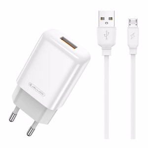 Charger Jellico EU01 2.4A USB-A + USB-A to MicroUSB cable 1.0m white