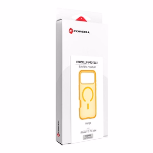 Case for iPhone 17 Pro Max / 18 Pro Max (low camera edge) Forcell F-Protect BumperX Premium compatible with MagSafe orange