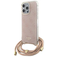 Guess Crossbody Cord 4G Print viedtālruņa apvalks iPhone 15 Pro – rozā