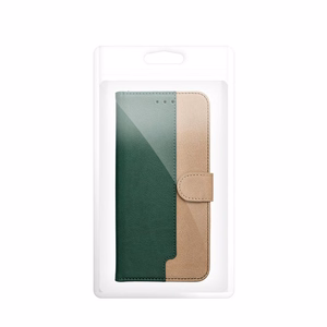 Atlokāmais maciņš Motorola G17 Split Book, zaļš un zeltains