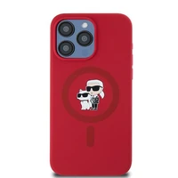 Karl Lagerfeld Silikonais Karl&Choupette Ring MagSafe apvalks iPhone 15 Pro Max - sarkans