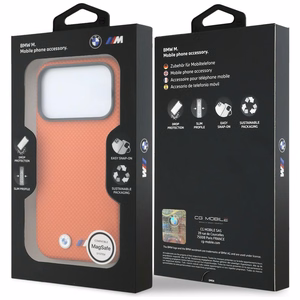 BMW M Quadrille Kevlar Metal Logo MagSafe maciņš modelim iPhone 17 Pro / 18 Pro – oranžs