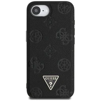 Guess Grained Hot Stamp Peony Triangle Logo magnētiskais viedtālruņa apvalks iPhone 16e - melns