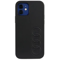 Audi sintētiskās ādas viedtālruņa apvalks iPhone 12/12 Pro 6.1" melns/melns cietais apvalks AU-TPUPCIP12P-TT/D1-BK