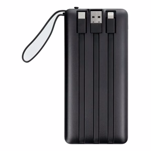 Portatīvais lādētājs Veger W1116 melns 10000mAh (PD / QC3.0) + integrēts 3in1 kabelis