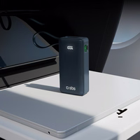 Portatīvais lādētājs SBS 10000 mAh 20W ar iebūvētu USB-C kabeli un digitālo indikatoru - tumši pelēka