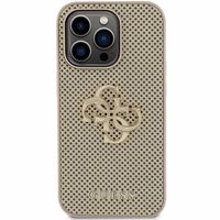 Guess Perforated 4G Glitter viedtālruņa apvalks iPhone 15 Pro - zelta