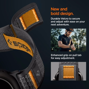 Spigen Athlex Air 2 siksniņa Apple Watch 8 / 9 / 10 / 11 / SE / Ultra (44 / 45 / 46 / 49 mm) melna / oranža