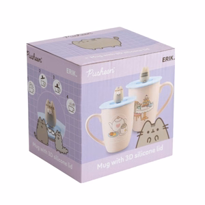 Pusheen – keramikas krūze ar silikona vāku un 3D figūriņu, 350 ml