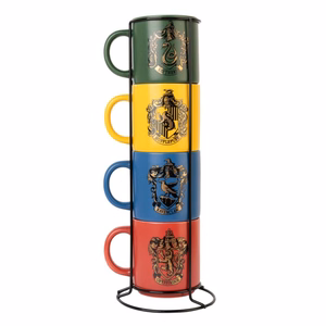 Harry Potter Hogwarts Houses keramikas krūžu komplekts ar statīvu, 4 gab., 300 ml