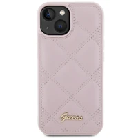 Guess Quilted Metal Logo viedtālruņa apvalks iPhone 15 - rozā
