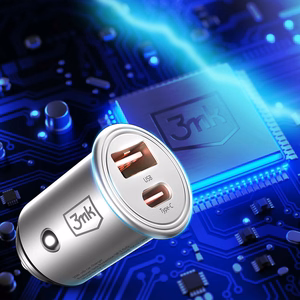 3mk Hyper automašīnas lādētājs, 45 W, PD/QC/PPS, USB 1A1C, sudraba krāsā