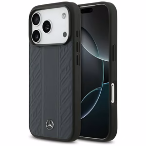 Mercedes Leather Laurel Leaves Stripes MagSafe Чехол для iPhone 17 Pro - синий