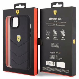 Ferrari FEHCP15MRDUK viedtālruņa apvalks iPhone 15 Plus 6.7" melns/melns ciets ar stepētu metāla logotipu