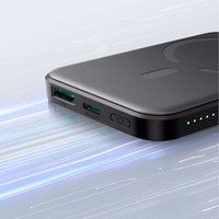 Mini magnētiskais portatīvais lādētājs Joyroom JR-W020 5000mAh USB-A USB-C 20W (melns) + USB-C / USB-C kabelis