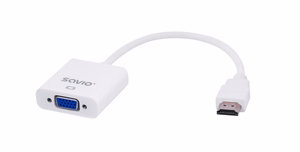 Savio CL-27B video kabeļa adapteris 0,1 m HDMI Type A (Standard) VGA (D-Sub) balts