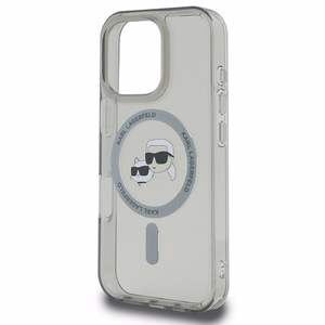 Karl Lagerfeld IML Metal Karl&Choupette Head magnētiskais viedtālruņa apvalks iPhone 16 Pro Max - melns