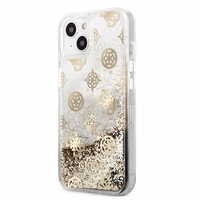 Guess GUHCP13SLGPEGO iPhone 13 mini 5.4" zelta/zelta cietais apvalks Peony Liquid Glitter