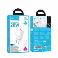 Lādētājs Hoco USB-A + USB-C QC3.0 PD 3A 20W + kabelis USB-C uz Lightning N61 balts
