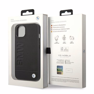 BMW BMHCP14MSLLBK iPhone 14 Plus 6.7 - melns ādas uzspiedums