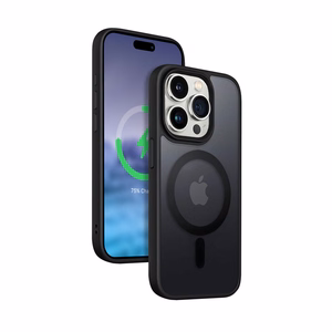Crong Hybrid Frost MAG Cover vāciņš ierīcei iPhone 15 Pro Max, saderīgs ar MagSafe, melns