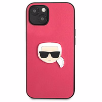 Karl Lagerfeld Ādas Ikonik Karl's Head Metāla apvalks iPhone 13 mini - rozā