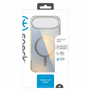 Speck Presidio Lux Glitter MagSafe vāciņš ierīcei iPhone Air, “Clear / Hyper Mirror Glitter” krāsā